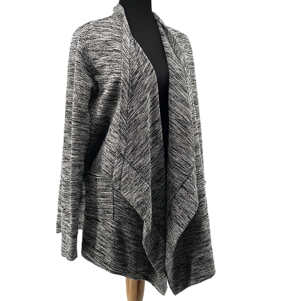 Roots Canada open front cardigan salt and pepper waterfall cardigan warm cozy M